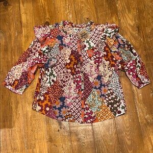 NWT IVY JANE Sz M Colorful Patchwork Women's Top